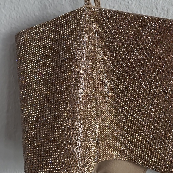 Zara Sparkle Bronze Cropped Cami Top Size M/L Party , Evening , Disco - Picture 2 of 8